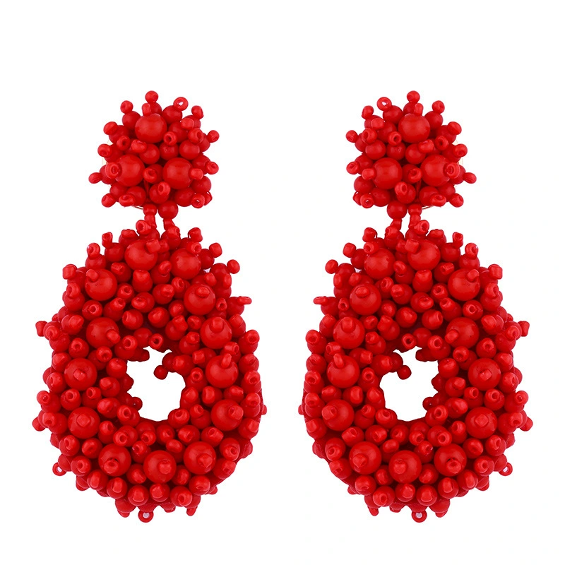 Hot selling Bohemian earrings, European and American rice bead earrings, exaggerated earrings, braided bead earrings erp67