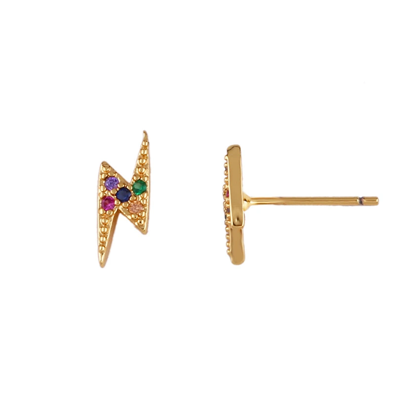 Original European and American Internet celebrity same style jewelry micro-inlaid colored zirconium earrings exquisite small heart geometric earrings wholesale