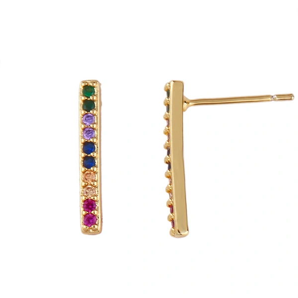 Original European and American Internet celebrity same style jewelry micro-inlaid colored zirconium earrings exquisite small heart geometric earrings wholesale