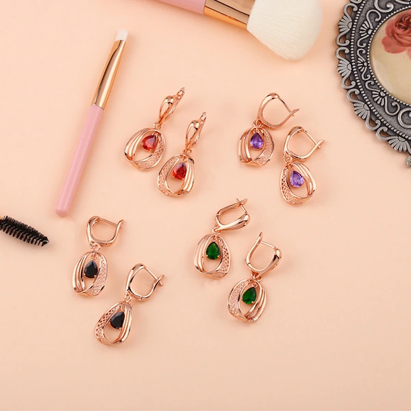 Clearance European and American jewelry rose gold fashion shining ring circle earrings temperament earrings female erq01