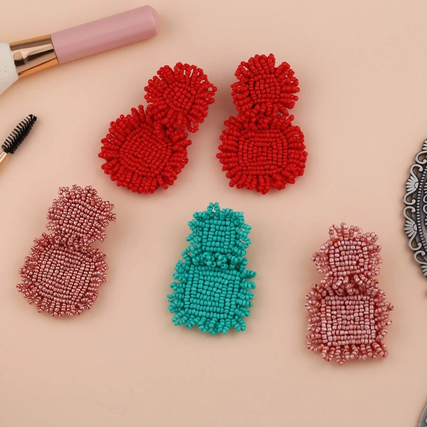 Clearance sale new jewelry handmade geometric rice bead earrings European and American popular earrings erq11