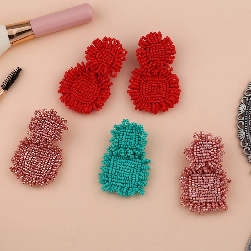 Clearance sale new jewelry handmade geometric rice bead earrings European and American popular earrings erq11