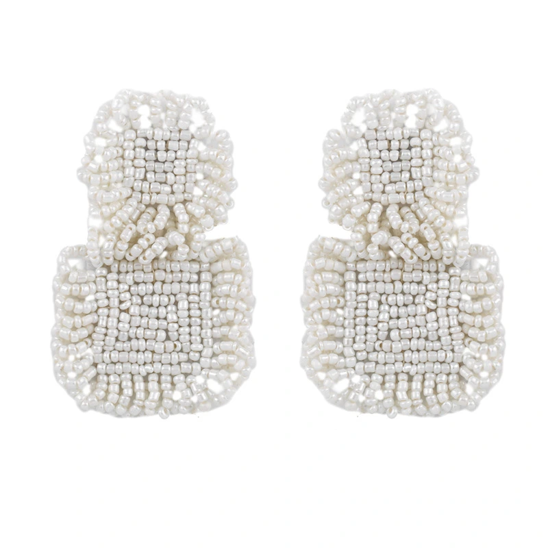 Clearance sale new jewelry handmade geometric rice bead earrings European and American popular earrings erq11