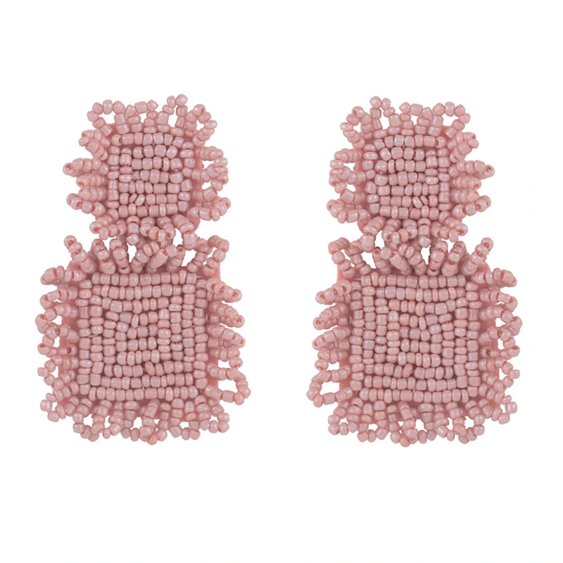 Clearance sale new jewelry handmade geometric rice bead earrings European and American popular earrings erq11