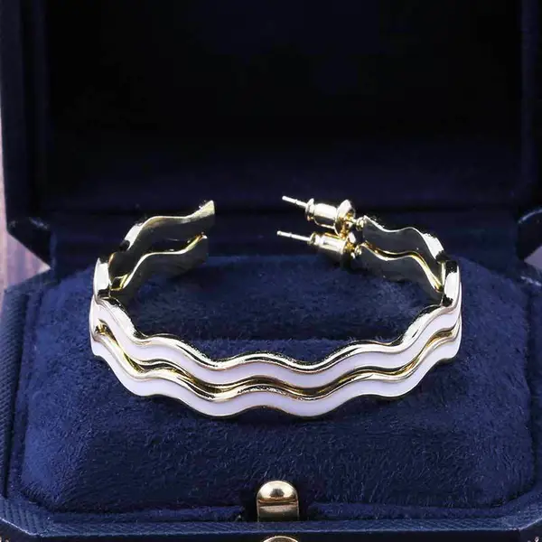 Hot recommendation: Korean Dongdaemun all-match water ripple earrings for women, wave pattern earrings, trendy jewelry
