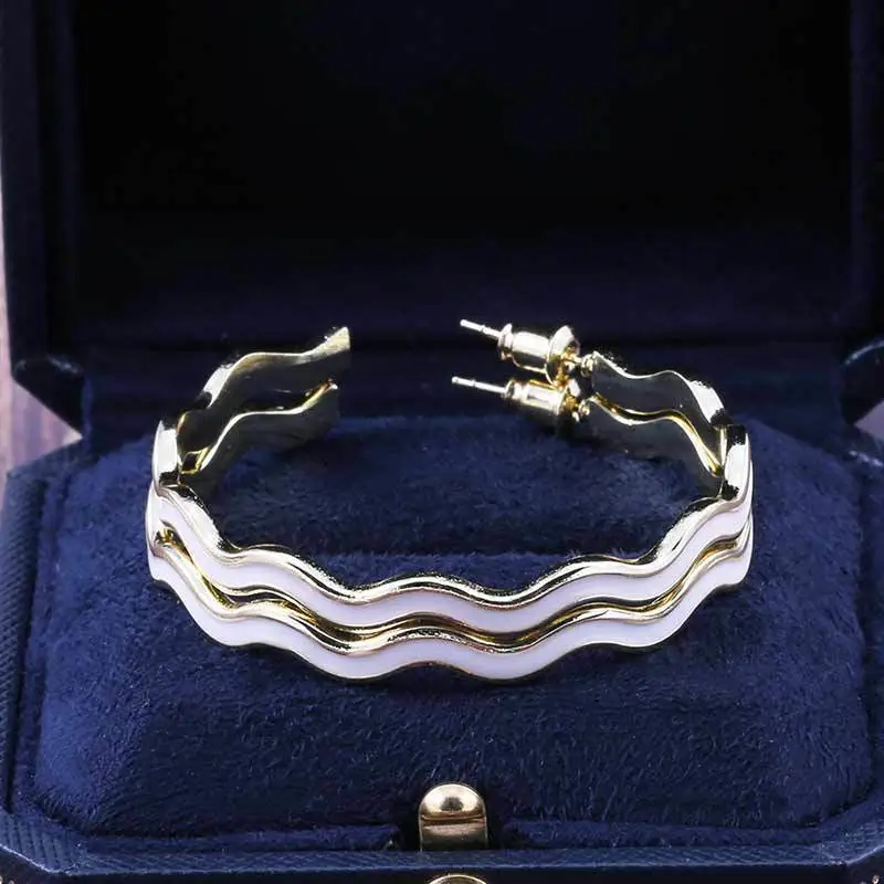  Hot recommendation: Korean Dongdaemun all-match water ripple earrings for women, wave pattern earrings, trendy jewelry
