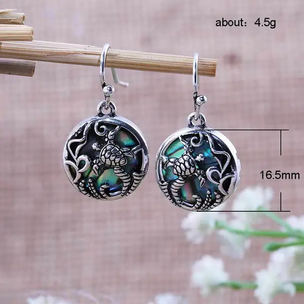 New creative beach style women's colorful shell earrings copper plated ancient silver earrings wholesale