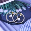 Japanese and Korean trendy earrings, creative geometric rings, zircon pearl pendant earrings, hot-selling earrings