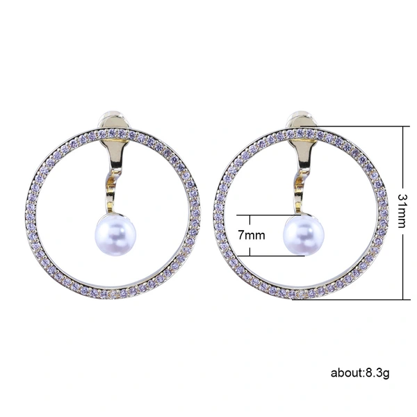 Japanese and Korean trendy earrings, creative geometric rings, zircon pearl pendant earrings, hot-selling earrings