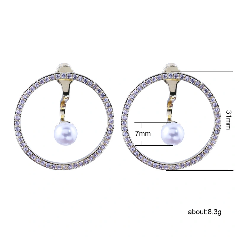 Japanese and Korean trendy earrings, creative geometric rings, zircon pearl pendant earrings, hot-selling earrings