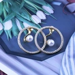 Japanese and Korean trendy earrings, creative geometric rings, zircon pearl pendant earrings, hot-selling earrings