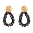 Crystal rice bead earrings for women water drop geometric earrings colorful beads earrings alloy ear needle erq07