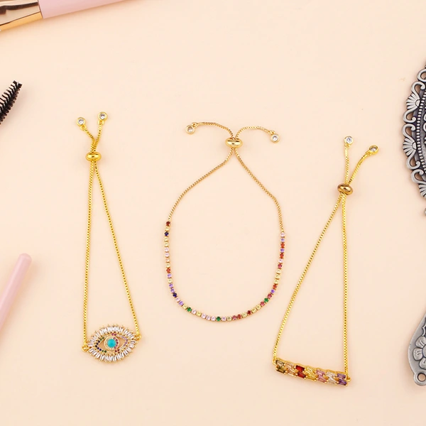 European and American fashion new exquisite micro-inlaid zircon pull-out bracelet female student colored crystal bracelet accessories brb54