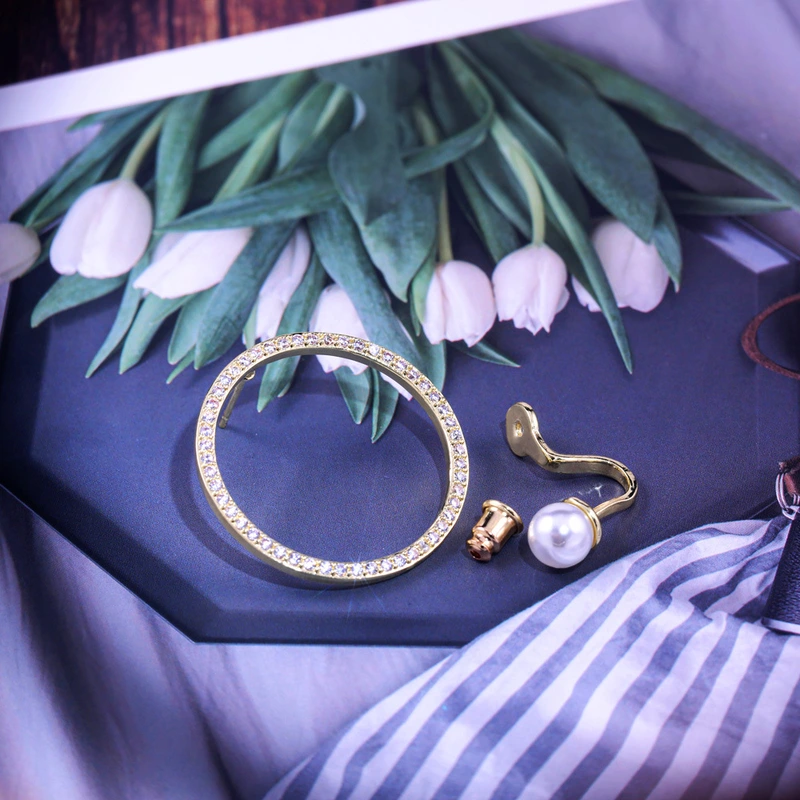 Japanese and Korean trendy earrings, creative geometric rings, zircon pearl pendant earrings, hot-selling earrings