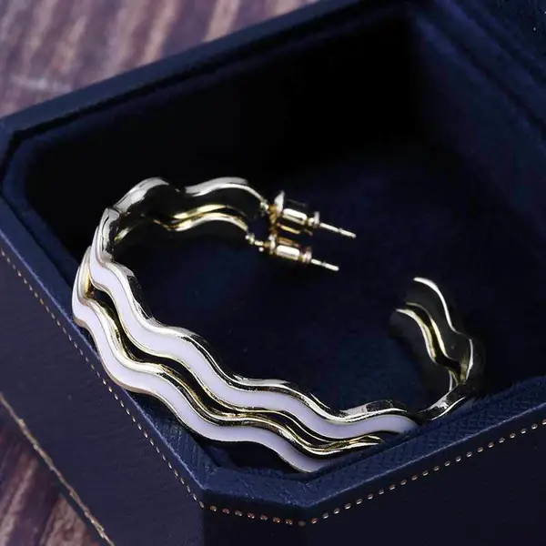  Hot recommendation: Korean Dongdaemun all-match water ripple earrings for women, wave pattern earrings, trendy jewelry