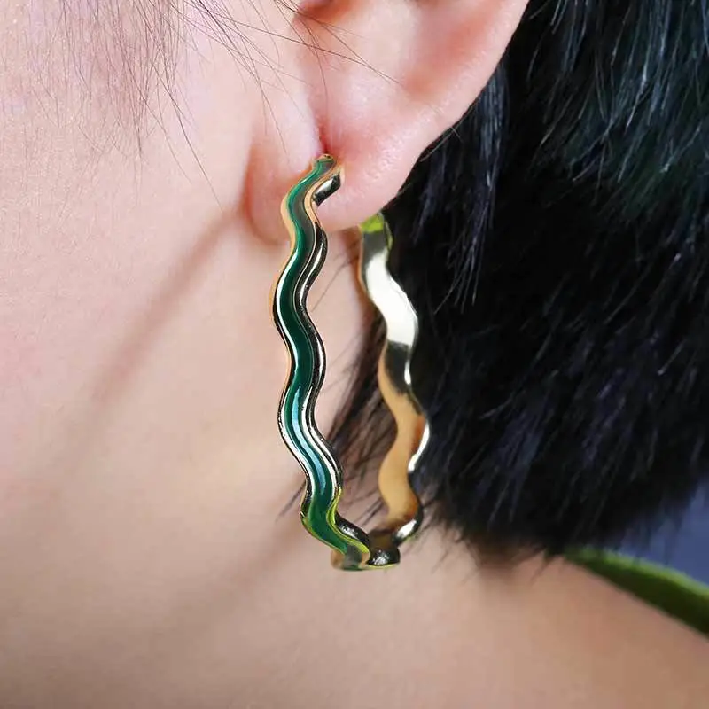  Hot recommendation: Korean Dongdaemun all-match water ripple earrings for women, wave pattern earrings, trendy jewelry