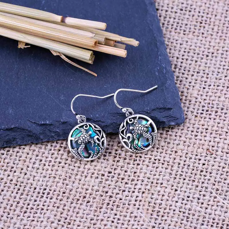 New creative beach style women's colorful shell earrings copper plated ancient silver earrings wholesale