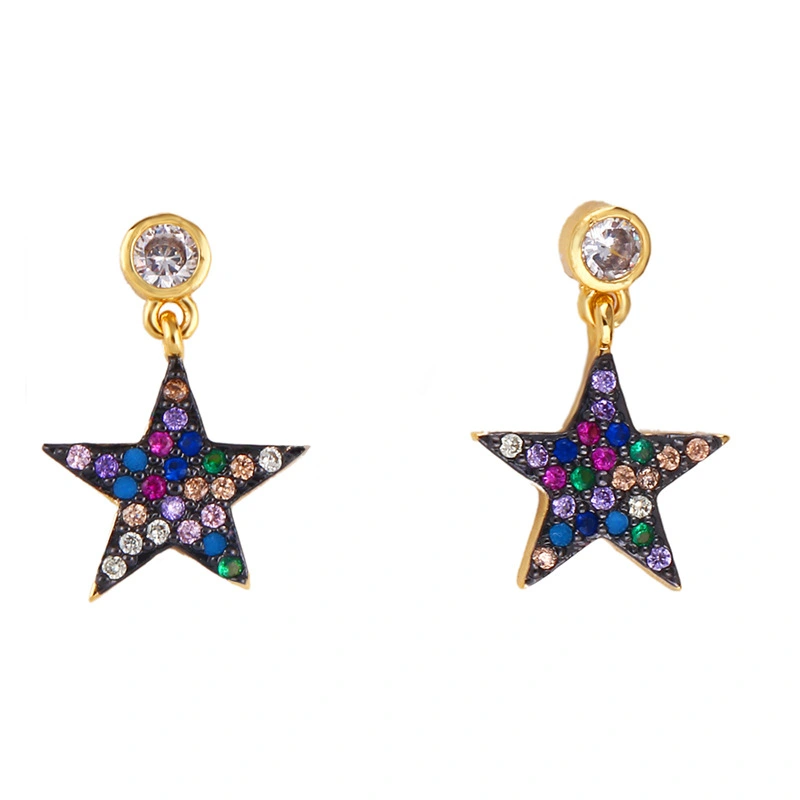 Clearance fashion girl lips star earrings earrings versatile micro-inlaid colorful zircon earrings female wholesale erq28