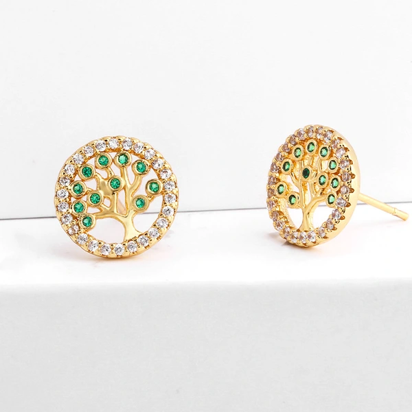 WISH new color zircon earrings full diamond tree of life earrings Fatima hand earrings erq24