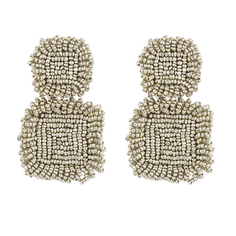 Clearance sale new jewelry handmade geometric rice bead earrings European and American popular earrings erq11