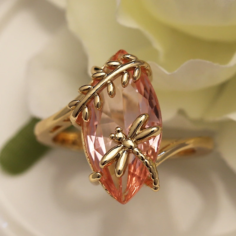 Creative hot selling new accessories dragonfly water olive green ring European and American hot ring jewelry