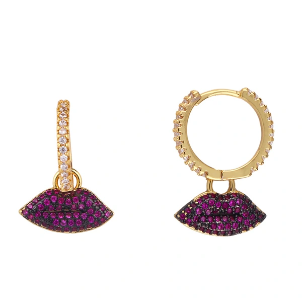 Clearance fashion girl lips star earrings earrings versatile micro-inlaid colorful zircon earrings female wholesale erq28