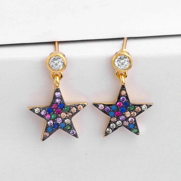 Clearance fashion girl lips star earrings earrings versatile micro-inlaid colorful zircon earrings female wholesale erq28