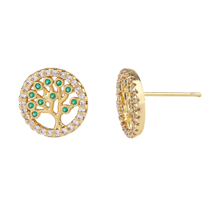 WISH new color zircon earrings full diamond tree of life earrings Fatima hand earrings erq24