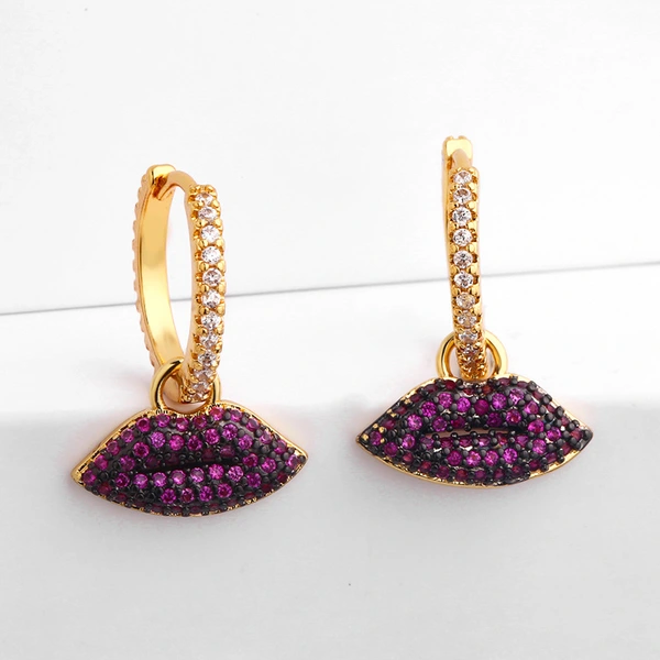 Clearance fashion girl lips star earrings earrings versatile micro-inlaid colorful zircon earrings female wholesale erq28