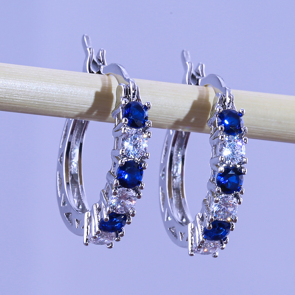 Popular earrings, European and American colorful zircon earrings, fashionable zircon women's earrings, versatile earrings