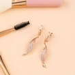 European and American creative personality micro-inlaid zircon leaf earrings earrings simple temperament full diamond branch earrings erq34