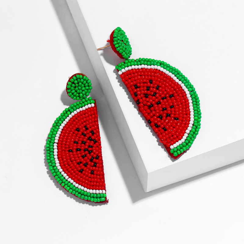 Accessories temperament fruit versatile rice bead earrings summer fresh watermelon personality earrings erq55