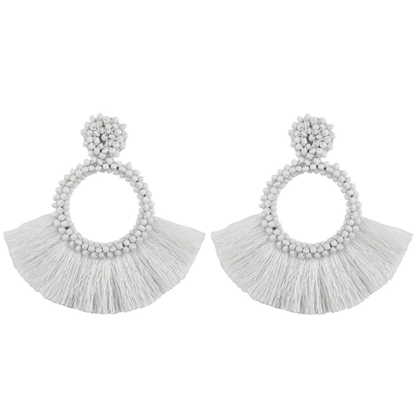 European and American earrings Bohemian rice beads fan-shaped tassel earrings fashionable women's personality earrings earrings erq73