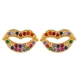Original European and American Internet celebrity same style jewelry micro-inlaid colored zirconium earrings exquisite small heart geometric earrings wholesale