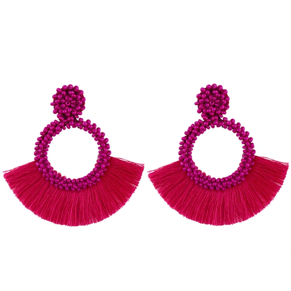 European and American earrings Bohemian rice beads fan-shaped tassel earrings fashionable women's personality earrings earrings erq73