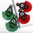 Clearance hot sale rice bead tassel earrings personality big eyes hand-woven rice bead earrings erq87