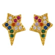 Original European and American Internet celebrity same style jewelry micro-inlaid colored zirconium earrings exquisite small heart geometric earrings wholesale