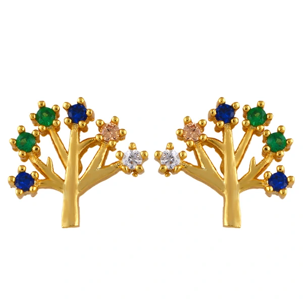 Original European and American Internet celebrity same style jewelry micro-inlaid colored zirconium earrings exquisite small heart geometric earrings wholesale