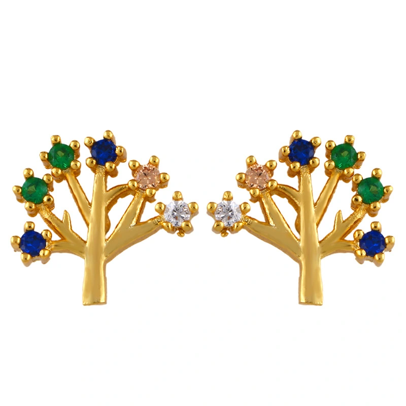 Original European and American Internet celebrity same style jewelry micro-inlaid colored zirconium earrings exquisite small heart geometric earrings wholesale