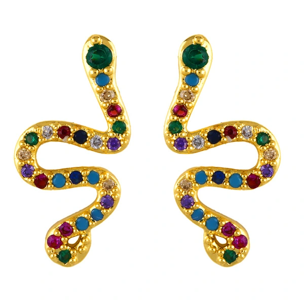 Original European and American Internet celebrity same style jewelry micro-inlaid colored zirconium earrings exquisite small heart geometric earrings wholesale