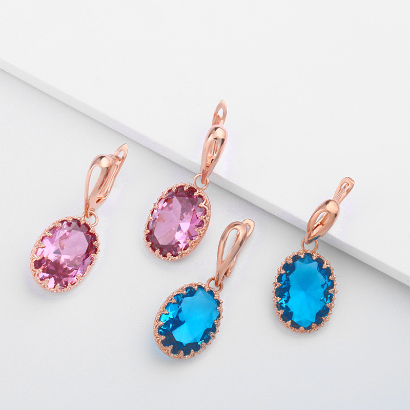 European and American personality simple earrings female opal multi-color optional earrings geometric drop ern39 zircon