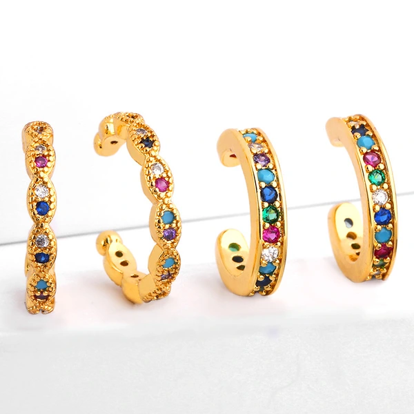 European and American creative earrings style no piercing ear clips female hot selling zircon ear fashion C-shaped small earrings erq82
