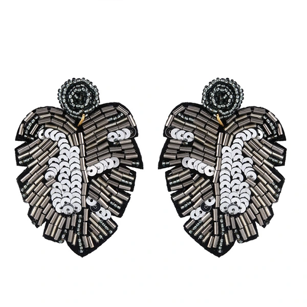 Creative new earrings Bohemian leaf rice bead earrings female exaggerated personality earrings source erq85