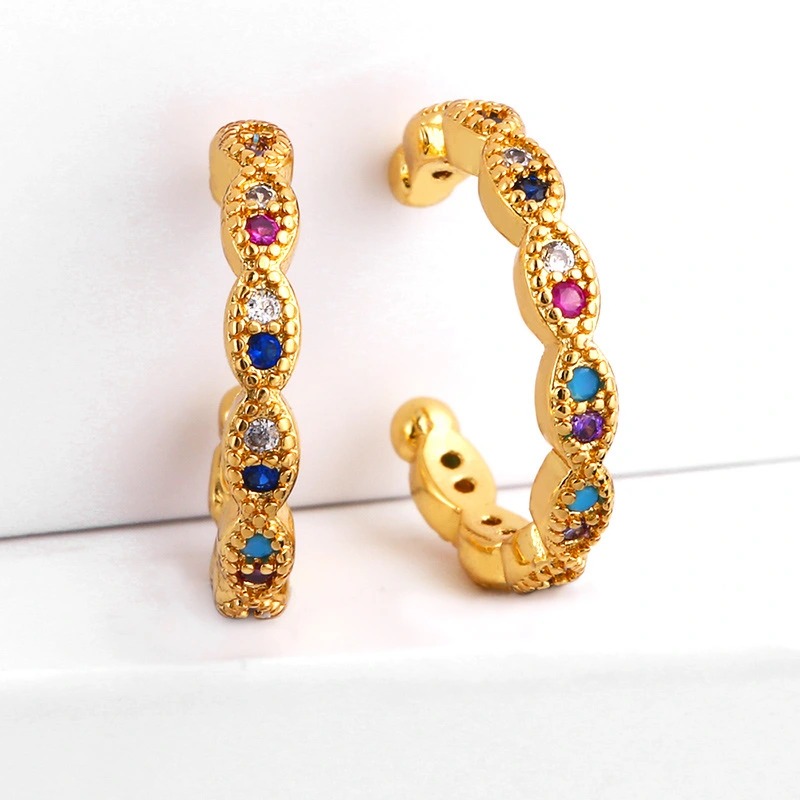 European and American creative earrings style no piercing ear clips female hot selling zircon ear fashion C-shaped small earrings erq82