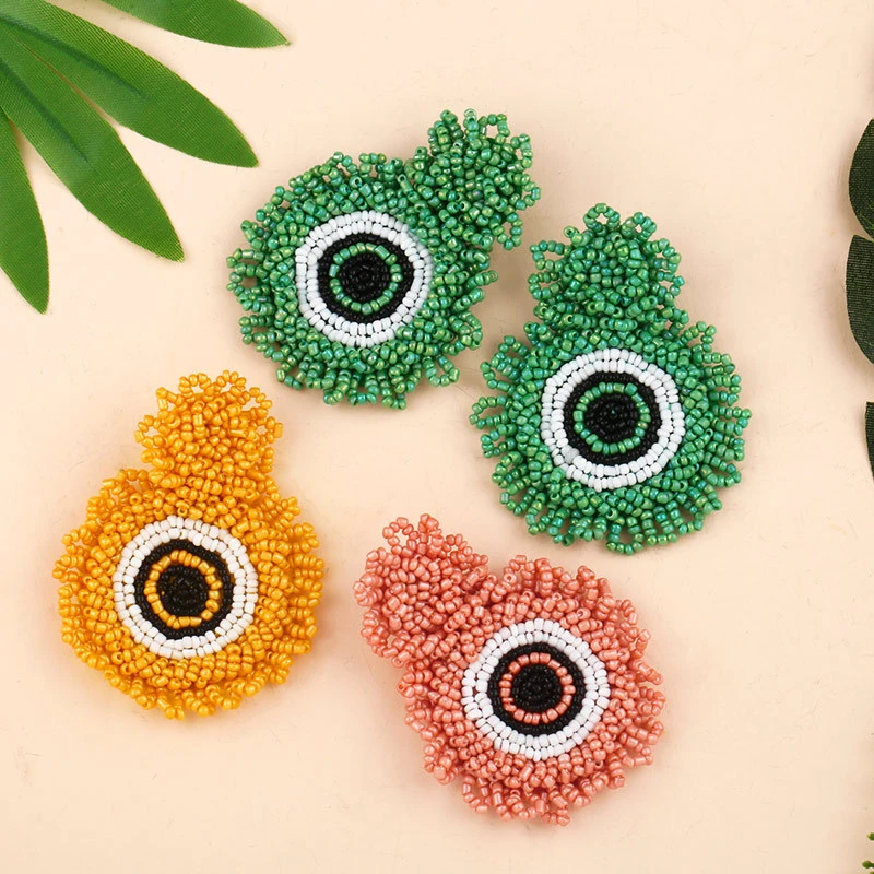 Clearance earrings 2024 creative rice bead earrings exaggerated geometric earrings earrings jewelry erq93