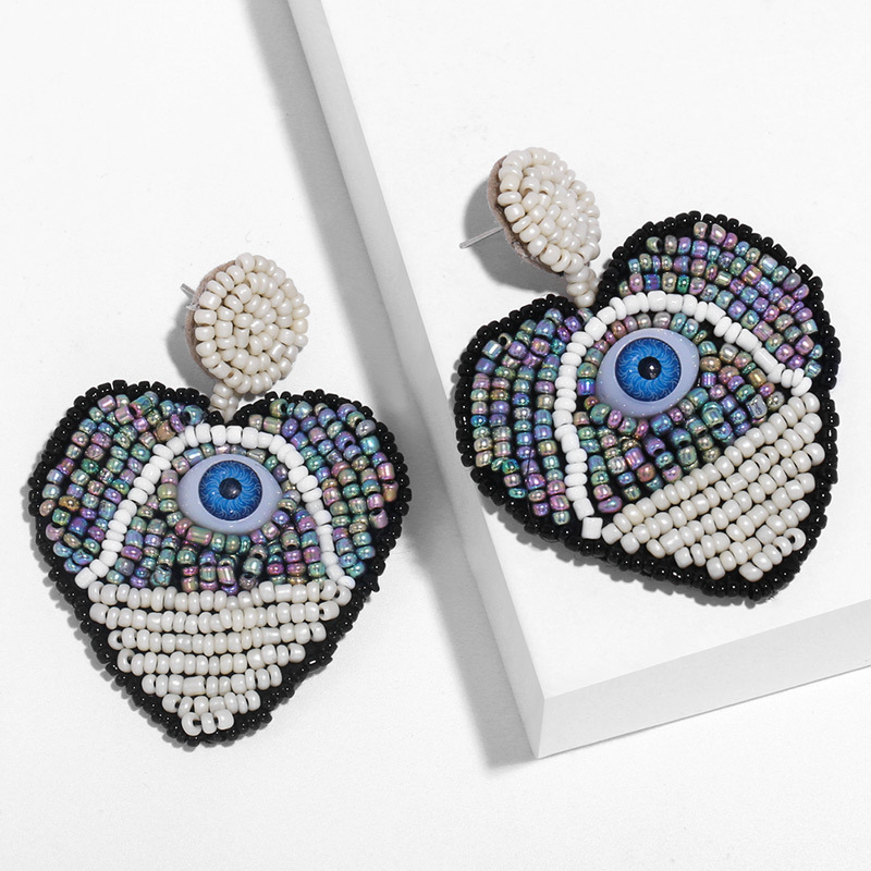 Clearance 2023 Autumn and Winter Earrings Bohemian Devil Eye Earrings Colored Heart Bead Earrings erq89