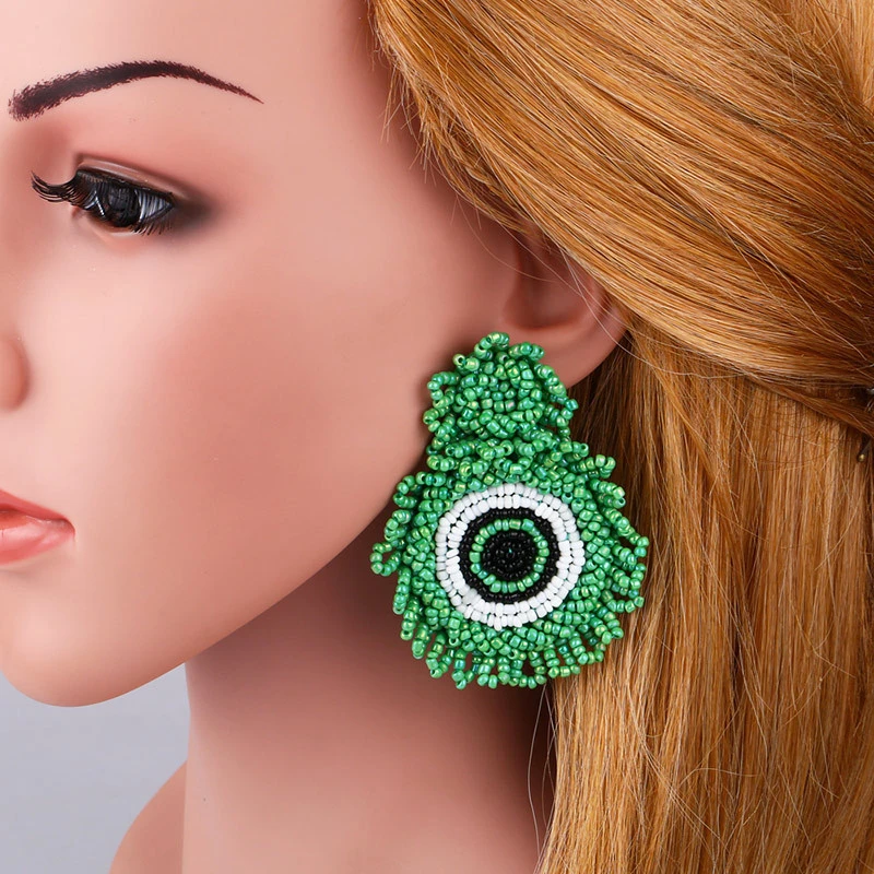 Clearance earrings 2024 creative rice bead earrings exaggerated geometric earrings earrings jewelry erq93