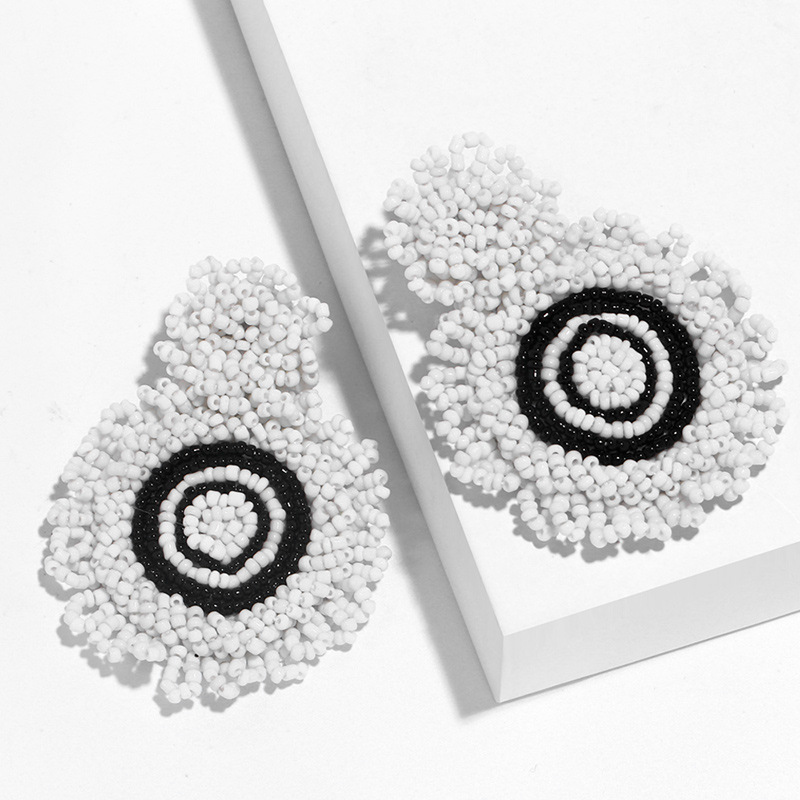 Clearance earrings 2024 creative rice bead earrings exaggerated geometric earrings earrings jewelry erq93