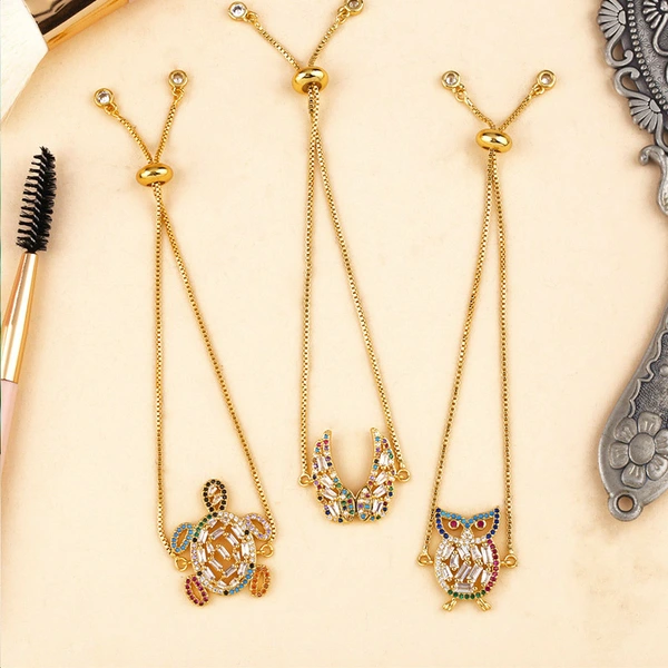 Clearance Aosheng original rainbow jewelry full diamond color zircon turtle bracelet angel wings bracelet brb65