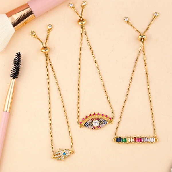 European and American popular rainbow jewelry adjustable diamond bracelet Fatima Hand ladies bracelet brb66